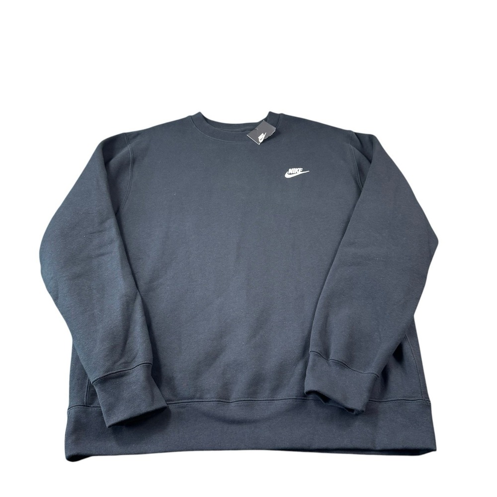 Nike Black Spellout Swoosh Fleece Lined Men's Crewneck Size Large NWT
